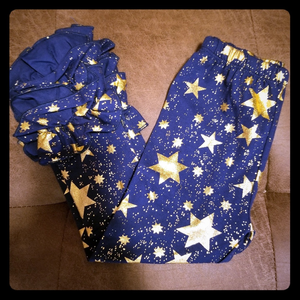 Nwot Navy Star ruffle leggings